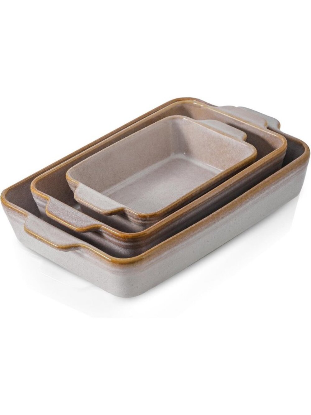 Large Ceramic Baking Dish Set of 3 | Rectangular Casserole & Lasagna Pans